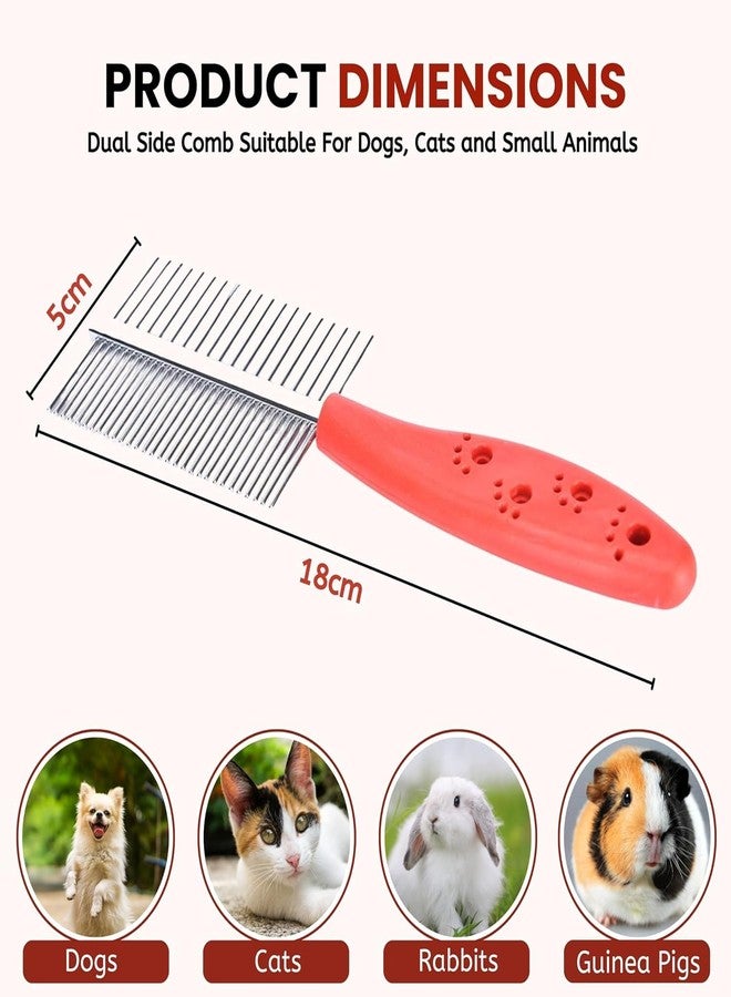 PET FUN مشط PET FUN® ذو الوجهين للعناية بالحيوانات الأليفة (الكلاب والقطط) | أسنان من الفولاذ المقاوم للصدأ مع مقبض مانع للانزلاق | مشط لفك تشابك الشعر وإزالة الشعر المتساقط للحيوانات الأليفة ذات الشعر الطويل والقصير | مشط مزدوج المفعول للعناية بالشعر ومكافحة البراغيث (قد يختلف اللون) - Image 2